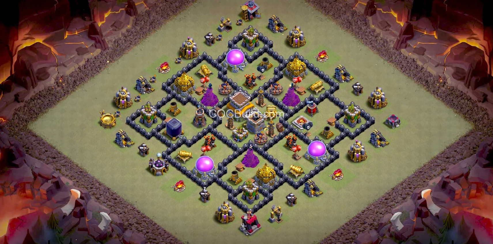 TH8 Hôtel de ville 8 - Disposition de la base de guerre base layout