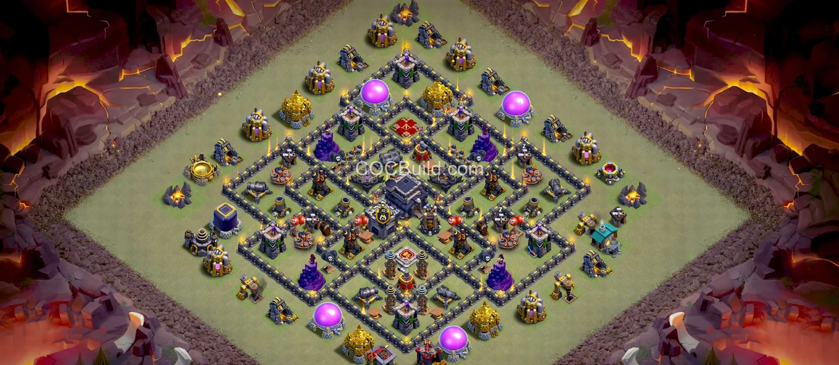 TH9 Hôtel de ville 9 - Disposition de la base de guerre base layout