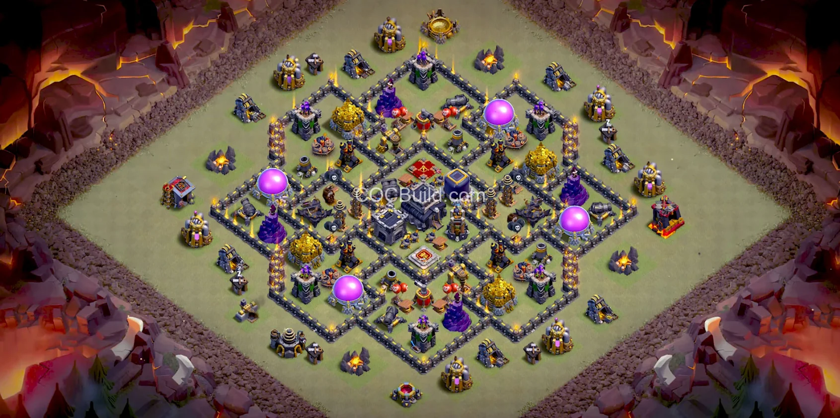 TH9 Hôtel de ville 9 - Disposition de la base de guerre base layout