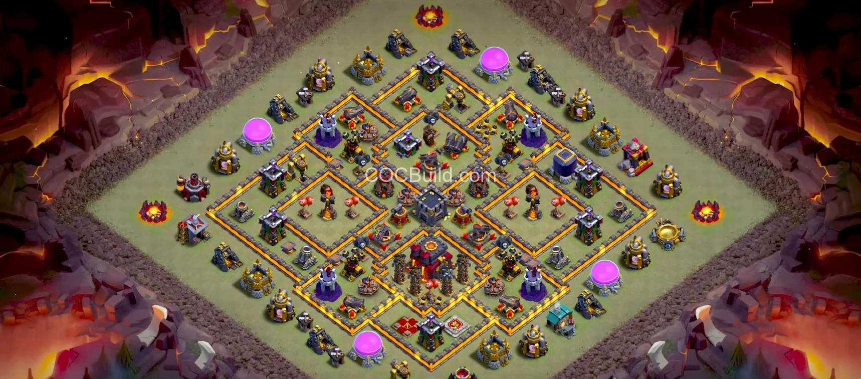 TH10 Hôtel de ville 10 - Disposition de la base de guerre base layout