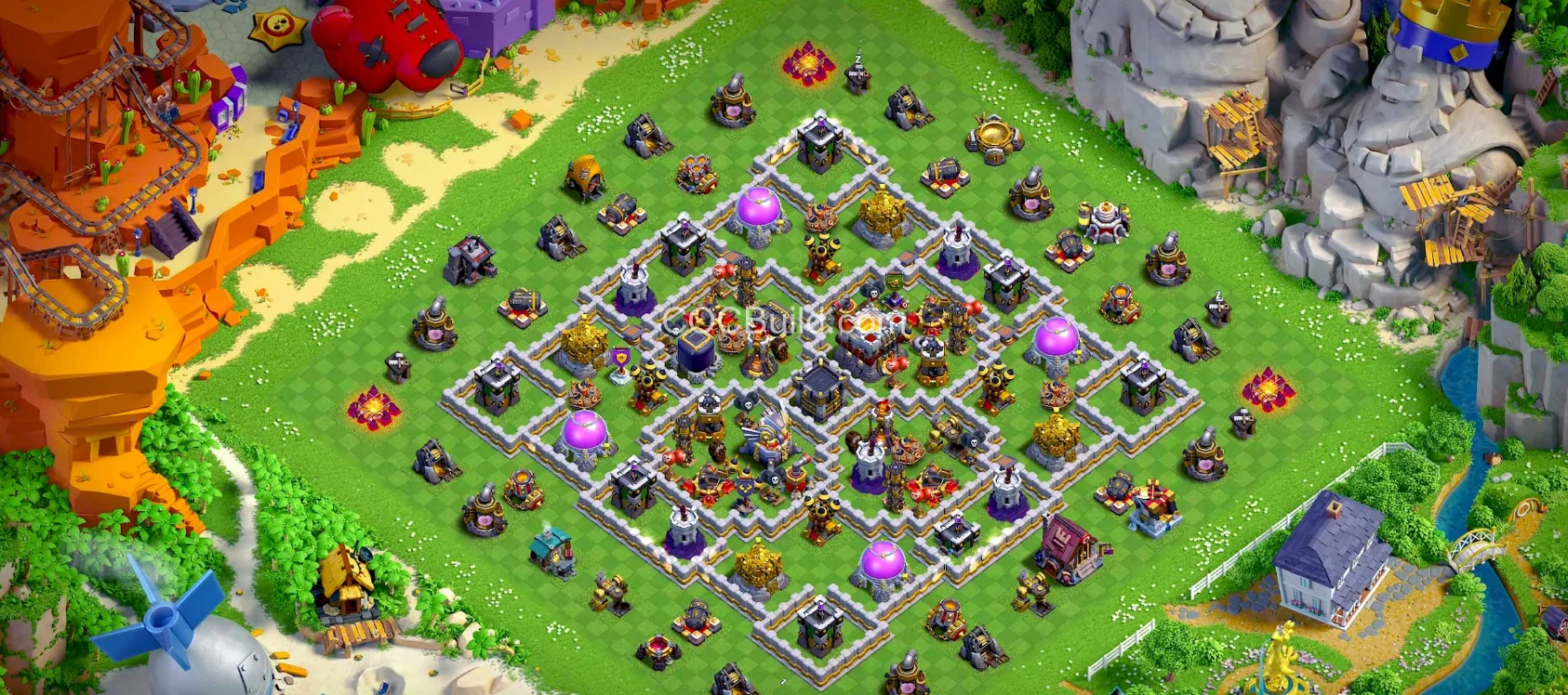 TH11 Hôtel de ville 11 - Disposition de la base hybride base layout
