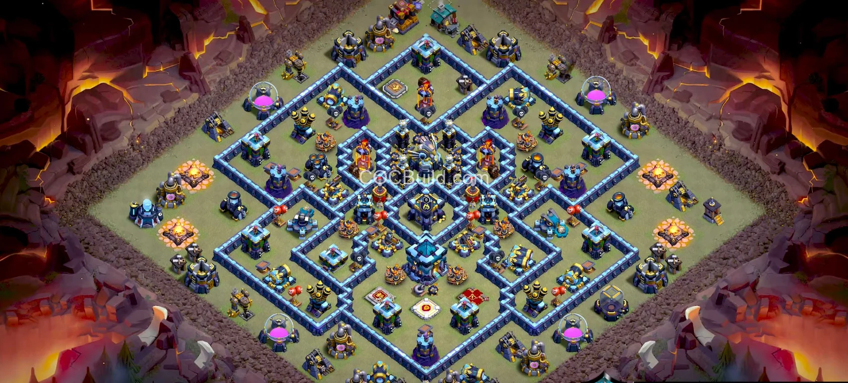 TH13 Hôtel de ville 13 - Disposition de la base de guerre base layout