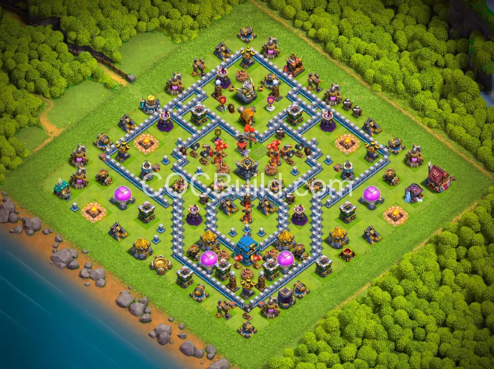 TH12 TH12 Legend Base — Anti 3 Star Design | One-Click Copy | COC Build - Clash of Clans Base Layout 2026