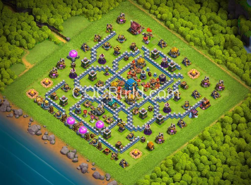TH12 TH12 Legend Base — Anti 3 Star Design | One-Click Copy | COC Build - Clash of Clans Base Layout 2026