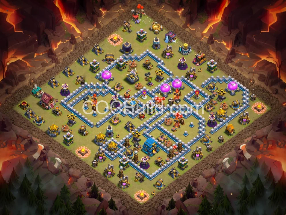 TH12 War Base — Anti-Air Defense | One-Click Copy | COC Build