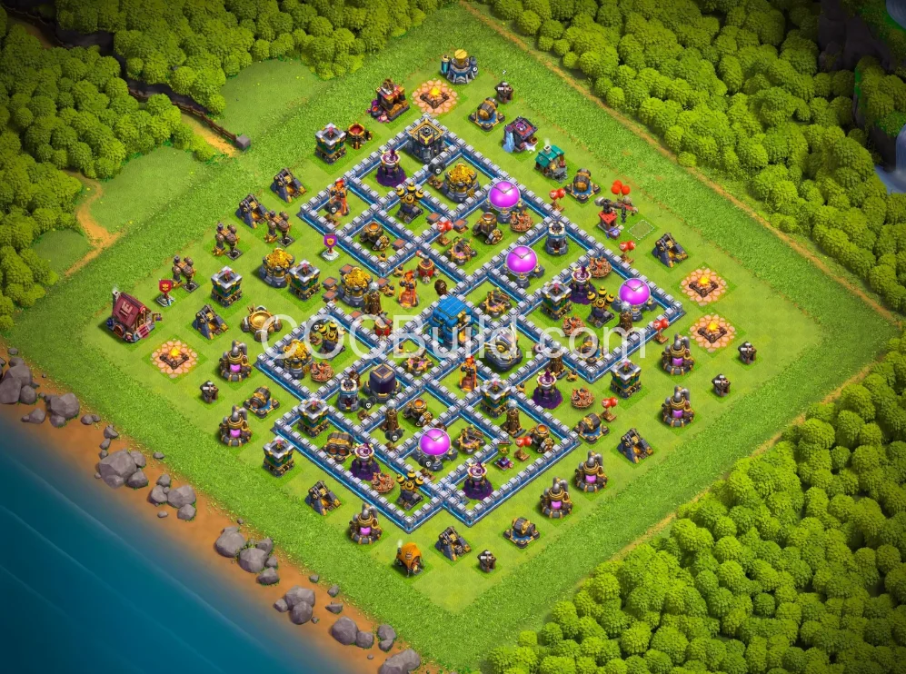 Top TH12 Hybrid Design 2026 — CWL War Base | Copy Link