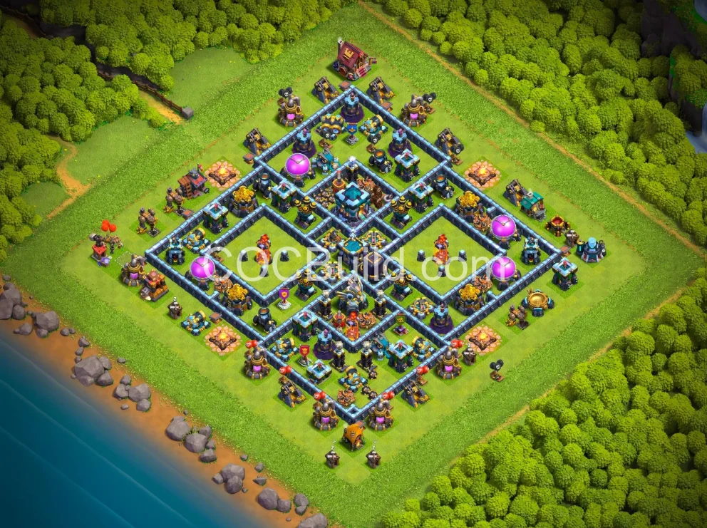 New TH13 Hybrid Layout — Anti-Air Defense | Free Import