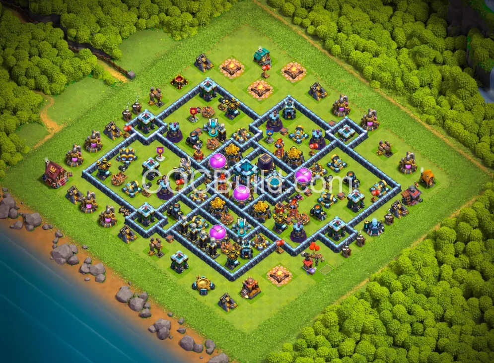 TH13 Hybrid Base — CWL War Base | One-Click Copy | COC Build