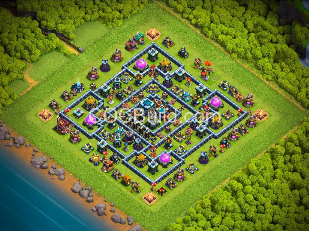 Bestes Rathaus Level 13 Hybrid Base Layout mit Link - Clash of Clans